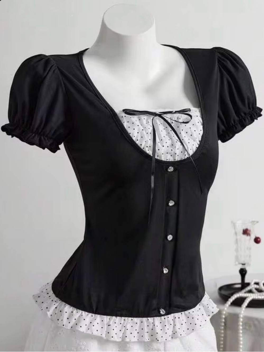 SHEIN Plus Size Polka Dot Print Patchwork Y2K